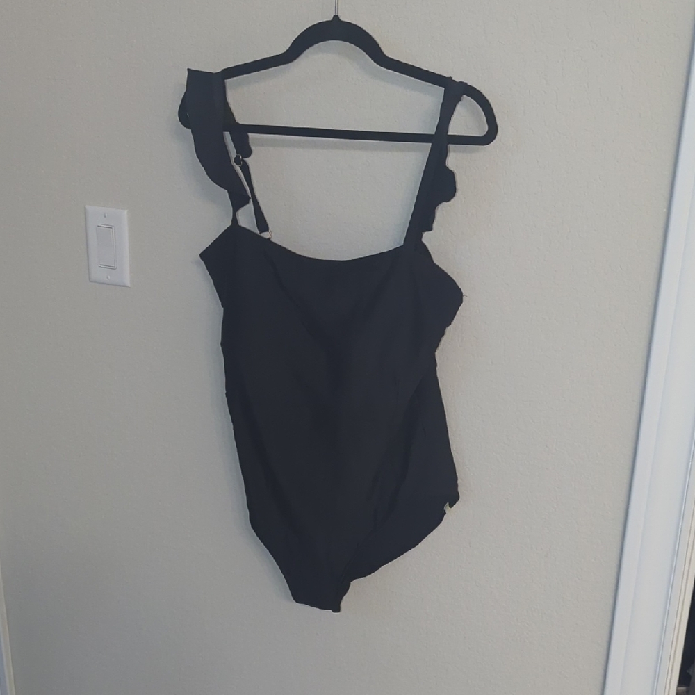 summersalt Black Ruffle One-Piece Swimsuit